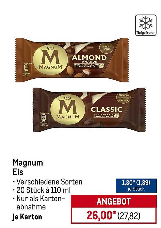 Magnum Eis – Verschiedene Sorten, 20 Stück à 110 ml