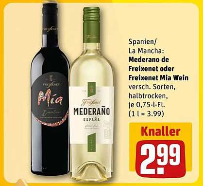 Mederano de Freixenet oder Freixenet Mia Wein, 0,75 L