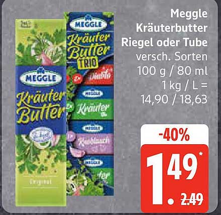 Meggle Kräuterbutter Riegel oder Tube - verwöhnender Genuss