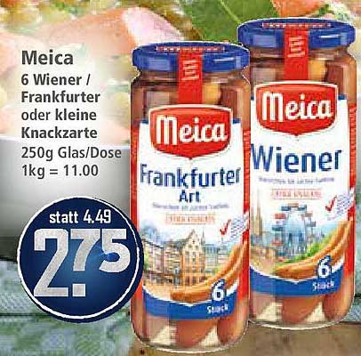 Meica 6 Wiener / Frankfurter oder kleine Knackzarate 250g Glas/Dose