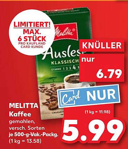Melitta Auslese Kaffee gemahlen, 500-g-Packung