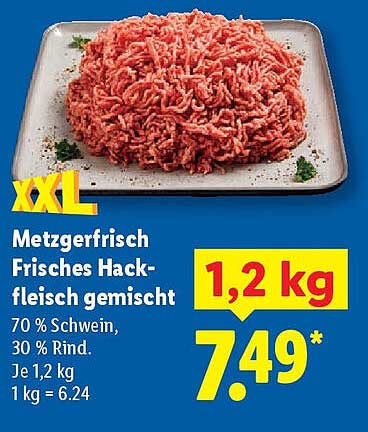 Metzgerfrisch Frisches Hackfleisch gemischt (1,2 kg)