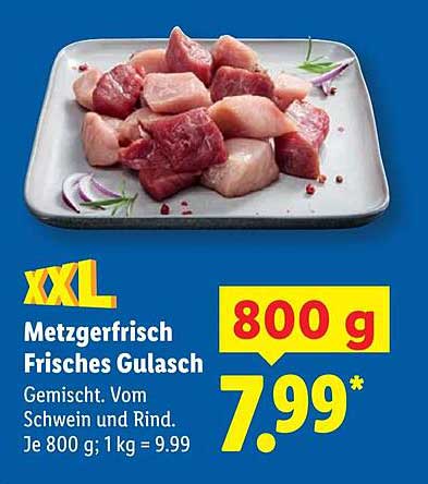 Metzgerfrisches Frisches Gulasch 800 g