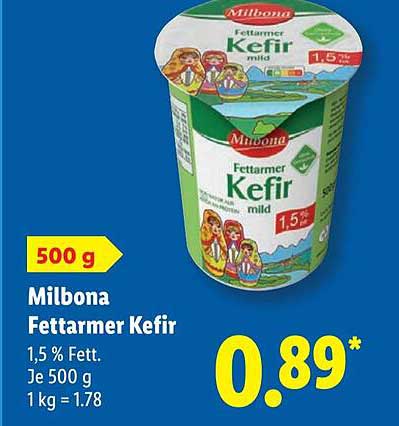 Milbona Fettarmer Kefir 500 g