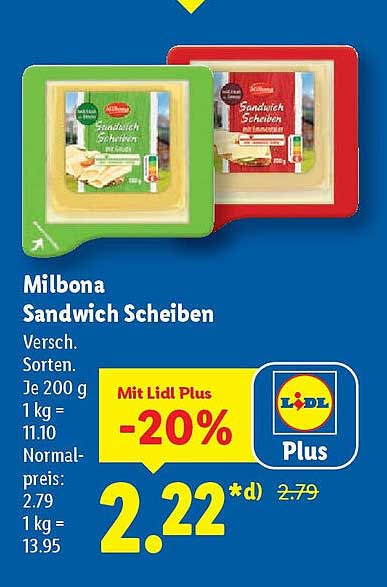 Milbona Sandwich Scheiben