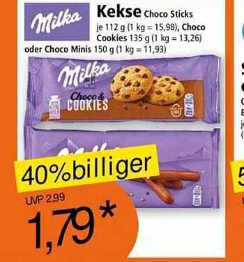 Milka Kekse Choco Sticks, Choco Cookies oder Choco Minis