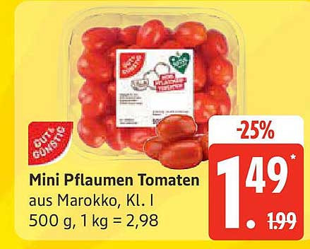 Mini Pflaumen Tomaten aus Marokko, Kl. I