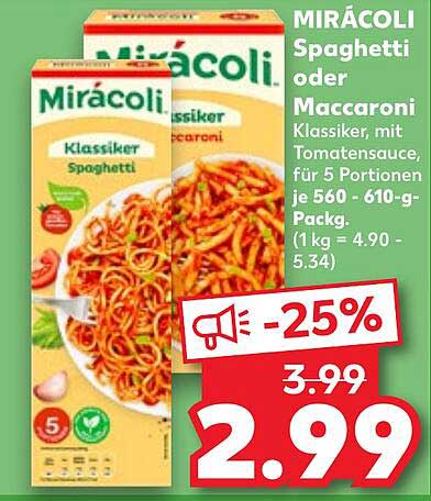 MIRÁCOLI Spaghetti oder Maccaroni