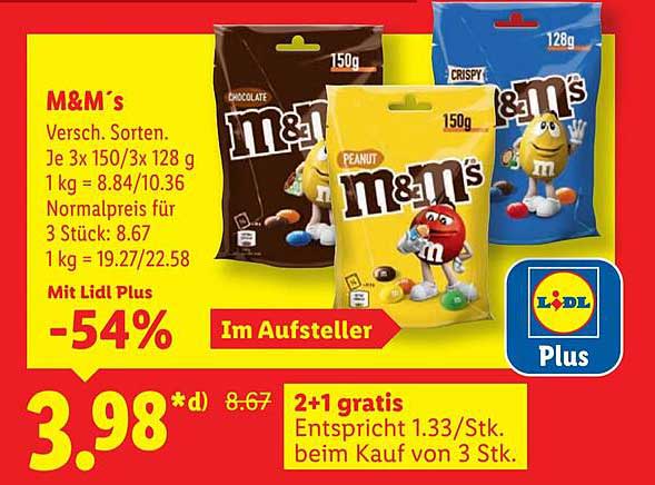 M&M's - Verschiedene Sorten (3 x 150/3 x 128 g)