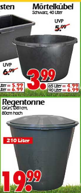 Mörtelkübel Schwarz, 40 Liter