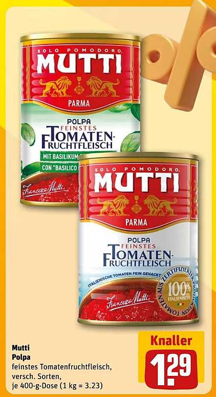 Mutti Polpa feinstes Tomatenfruchtfleisch, verschiedene Sorten, 400 g-Dose