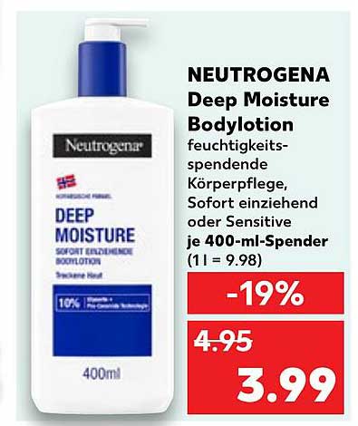 NEUTROGENA Deep Moisture Bodylotion feuchtigkeitsspendende Körperpflege 400ml