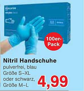 Nitril Handschuhe - pulverfrei, blau oder schwarz, Größe S-XL oder M-L