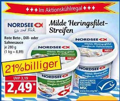 NORDSEE Milde Heringsfilet-Streifen in verschiedenen Soßen