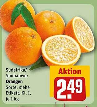Orangen aus Südafrika/Simbabwe, Kl. I, je 1 kg