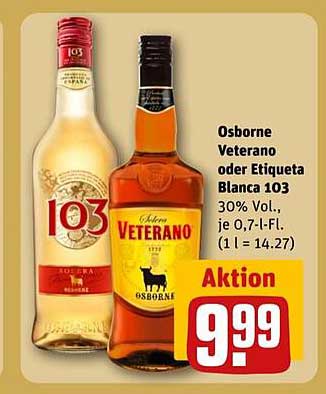 Osborne Veterano oder Etiqueta Blanca 103 - 0,7 l für nur 9,99 €