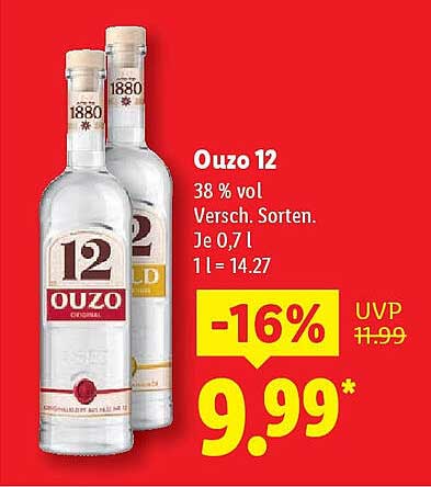 Ouzo 12 - 0,7 L., 38 % vol.