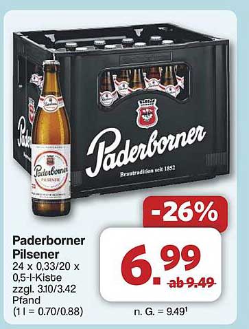 Paderborner Pilsener 24 x 0,33 l Kästen