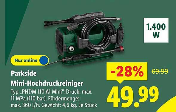 Parkside Mini-Hochdruckreiniger Typ PHDM 110 A1 Mini