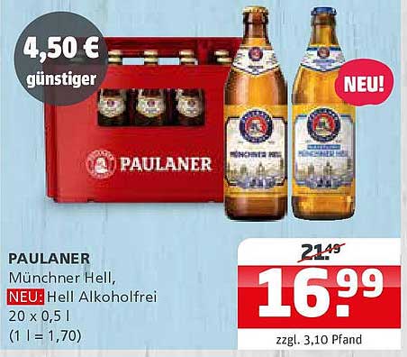 PAULANER Münchener Hell 20 x 0,5 l - Jetzt neu und günstiger!