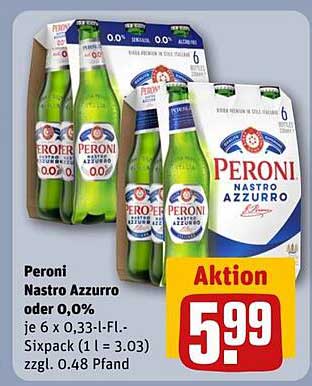 Peroni Nastro Azzurro 0,0% - 6 x 0,33 l