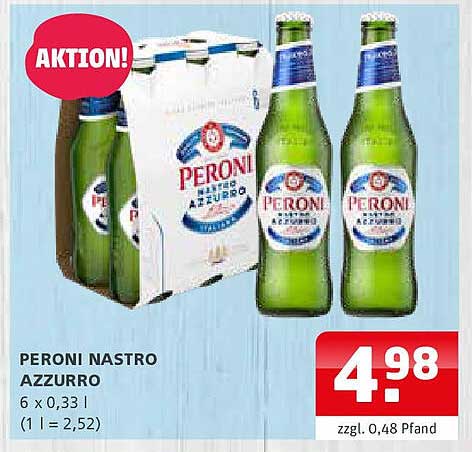 Peroni Nastro Azzurro 6 x 0,33 l - Aktion!