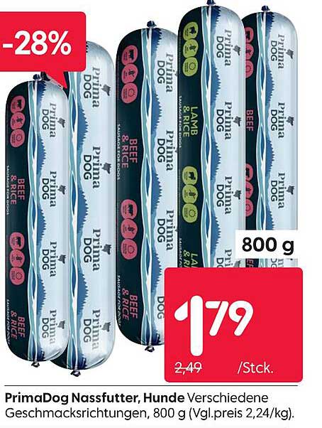 PrimaDog Nassfutter, Hunde Verschiedene Geschmacksrichtungen, 800 g