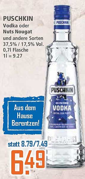 PUSCHKIN Vodka oder Nuts Nougat 0,7l
