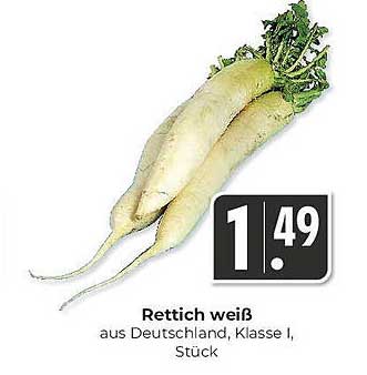 Rettich weiß aus Deutschland, Klasse I, Stück