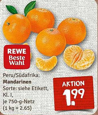 REWE Beste Wahl Mandarinen 750 g für nur 1,99 €