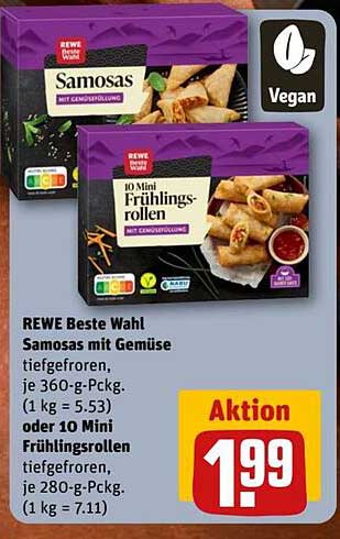 REWE Beste Wahl Samosas mit Gemüse oder 10 Mini Frühlingsrollen