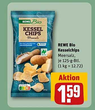 REWE Bio Kesselchips Meersalz, je 125-g-Btl.