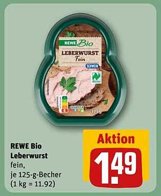 REWE Bio Leberwurst fein, je 125-g-Becher