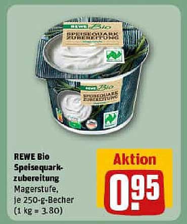 REWE Bio Speisequarkzubereitung Magerstufe, je 250-g-Becher