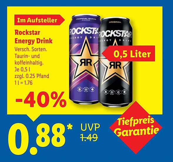 Rockstar Energy Drink 0,5 Liter - 40% Rabatt