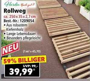 Rollweg aus Kiefernholz – 59% günstiger!
