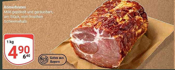 Römerbraten - Mild gepökelt und geräuchert, am Stück, vom frischen Schweinehals