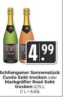 Schliengenener Sonnenstück Cuvée Sekt trocken oder Markgräfler Rosé Sekt trocken 0,75 L