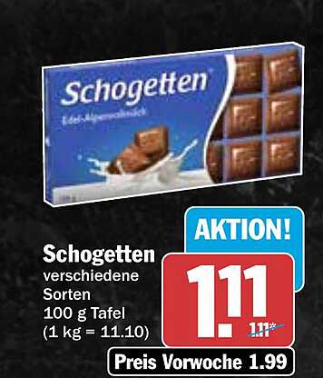 Schogetten verschiedene Sorten 100 g Tafel