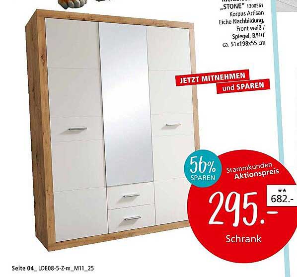 Schrank "STONE" – Artisan Eiche Nachbildung mit Spiegel