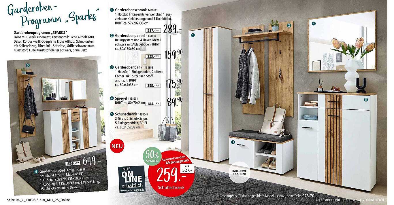 Schuhschrank aus dem Garderobenprogramm 'Sparks'
