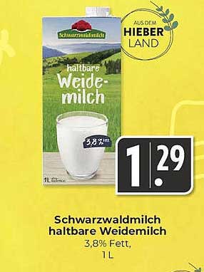 Schwarzwaldmilch haltbare Weidemilch 3,8% Fett, 1 L