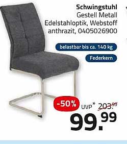 Schwingstuhl Gestell Metall Edelstahloptik, Webstoff anthrazit
