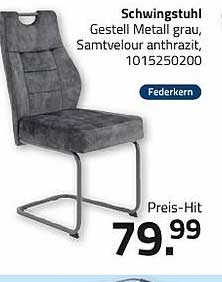 Schwingstuhl Metall grau, Samtvelour anthrazit