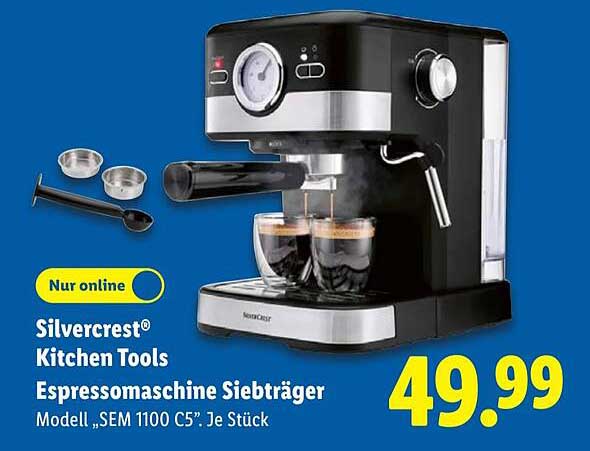Silvercrest® Kitchen Tools Espressomaschine Siebträger Modell „SEM 1100 C5“. Je Stück.
