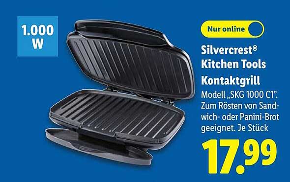 Silvercrest® Kitchen Tools Kontaktgrill Modell „SKG 1000 C1“