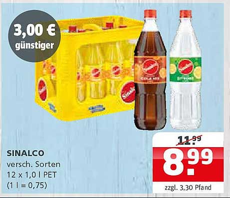 SINALCO 12 x 1,0 l PET – Vielfältiger Genuss im praktischen Kasten
