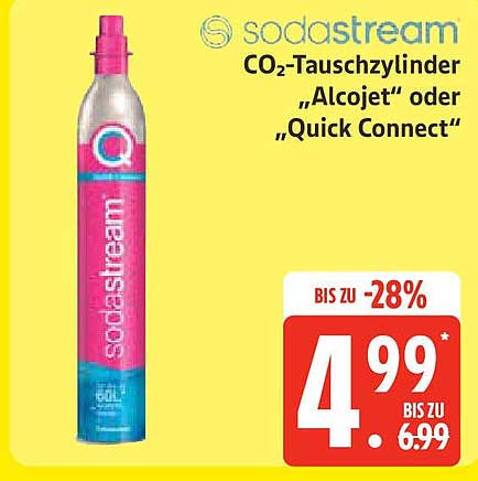 SodaStream CO2-Tauschzylinder "Alcojet" oder "Quick Connect" - Bis zu 28% Rabatt!