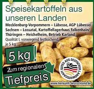 Speisekartoffeln aus unseren Landen – Qualität 1, vorwiegend festkochend, je 5 kg