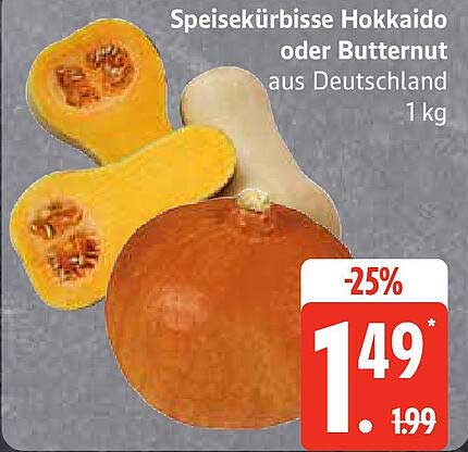 Speisekürbisse Hokkaido oder Butternut aus Deutschland 1 kg